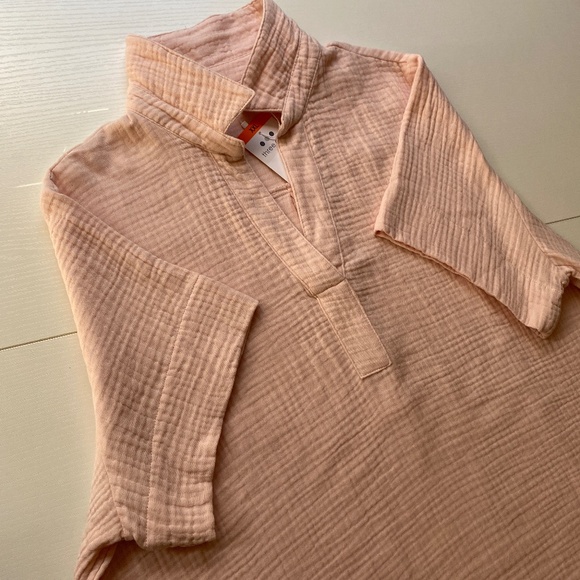 Three Dots Double Gauze 100% Cotton Shirt Dress Light Pink Sz XXL - Picture 7 of 12